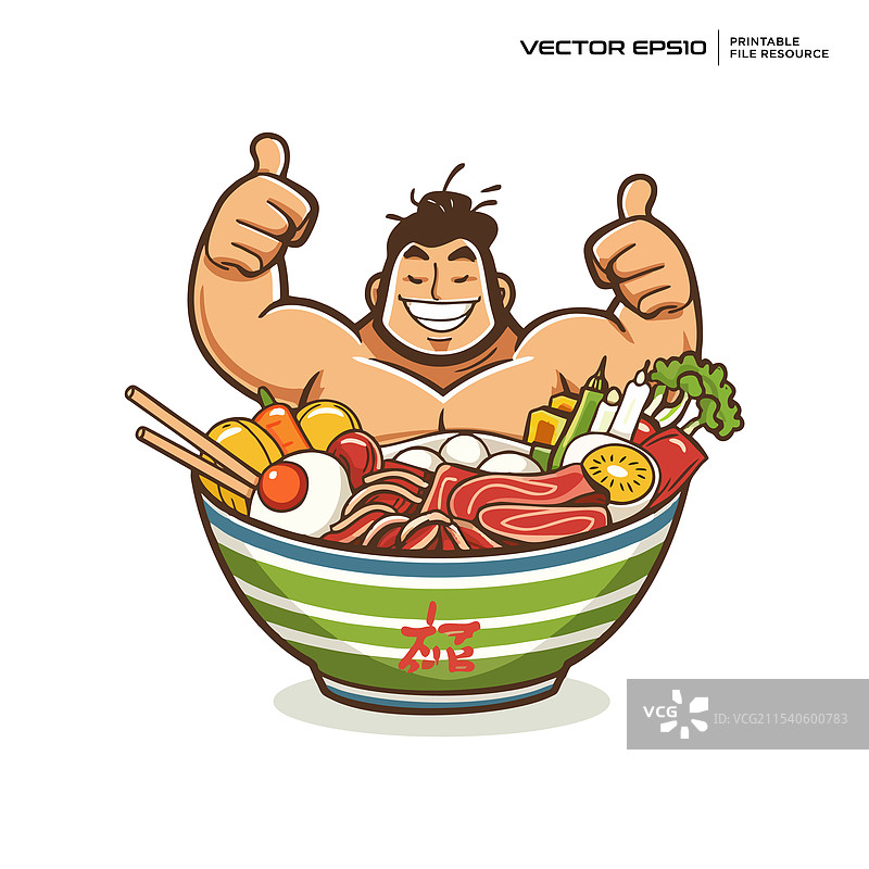 相扑拉面面条角色吉祥物标志设计图片素材