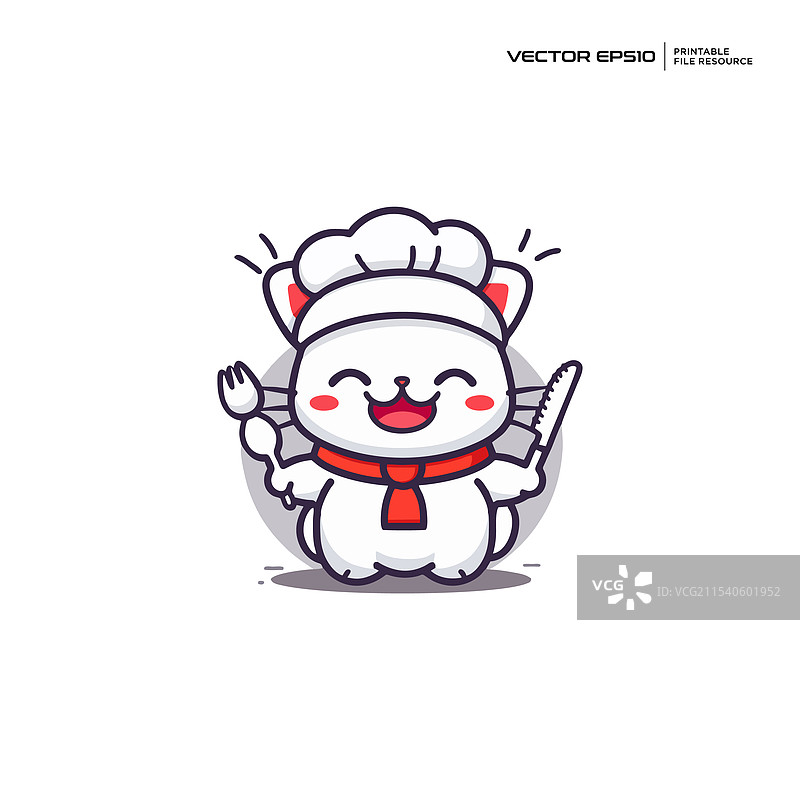 可爱的厨师猫角色吉祥物logo设计 EPS 10图片素材