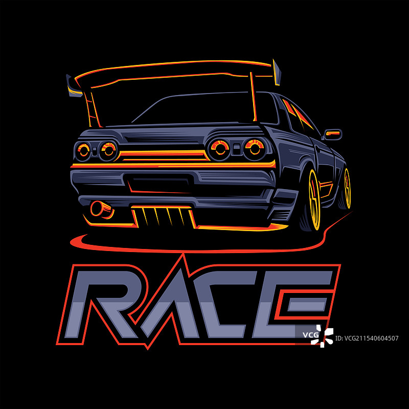 赛车标志，配有大型后翼图片素材