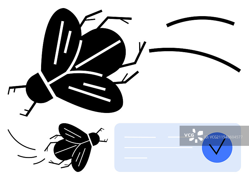 卡通苍蝇在行动中完成任务图片素材