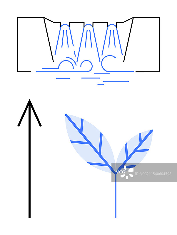 水灌溉系统促进植物生长图片素材