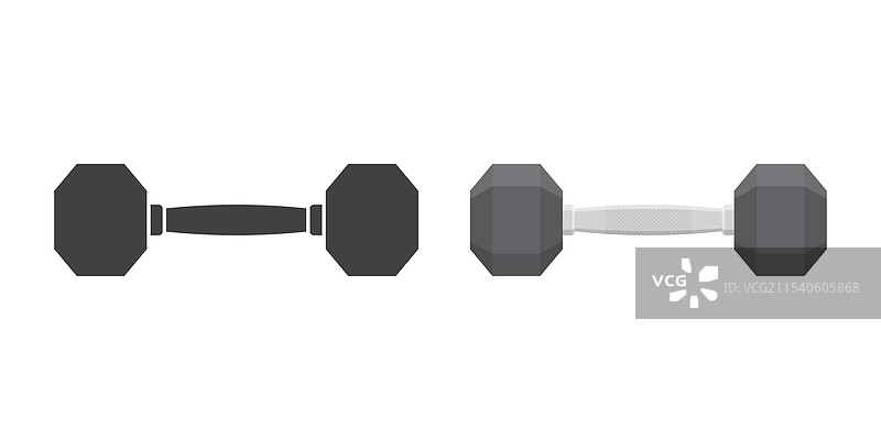 平面风格的哑铃图标，健身房工具图片素材