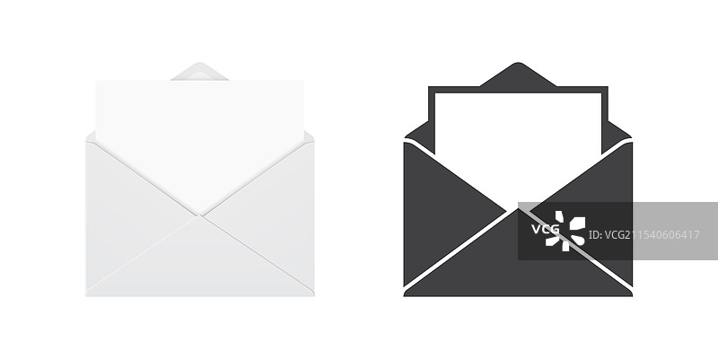 扁平风格的邮件信封与信件图标图片素材