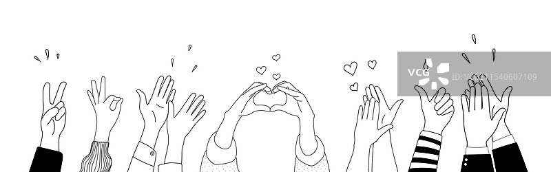 涂鸦素描举手手势漫画图标图片素材