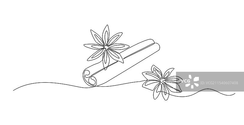 肉桂一笔画手图片素材