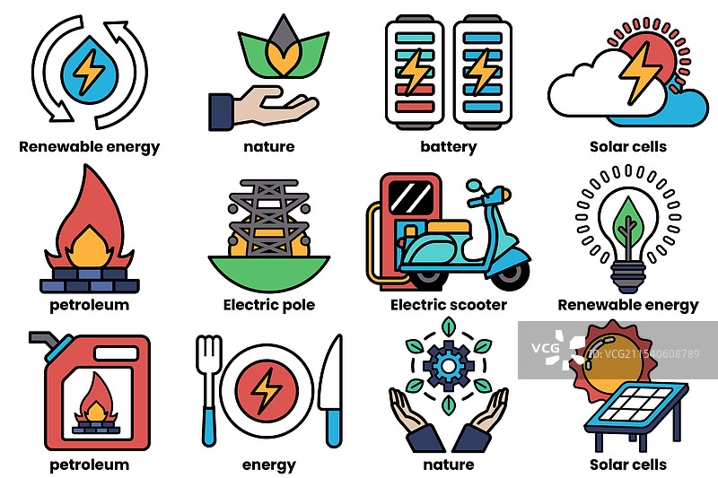 可再生能源概念的一系列图像图片素材