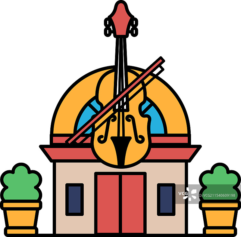 一座建筑物上有一把小提琴图片素材