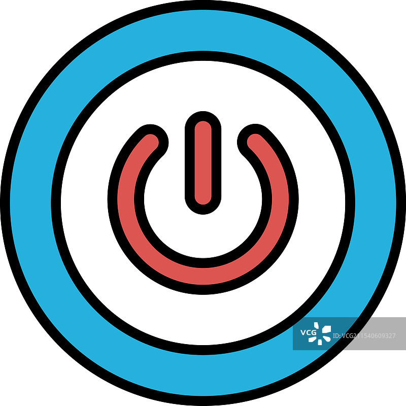 一个蓝白相间的圆圈，中间有一个红色按钮图片素材