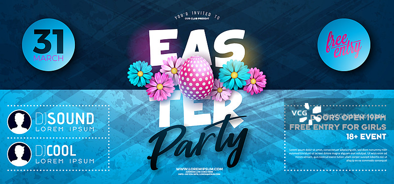 复活节派对传单与彩绘蛋图片素材
