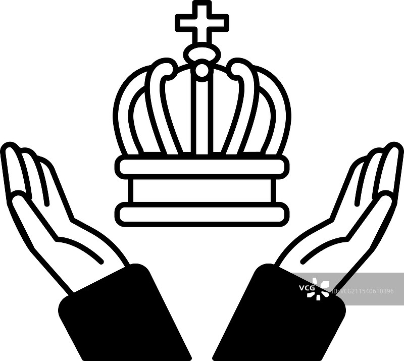 一顶皇冠被两只手握住，象征着图片素材