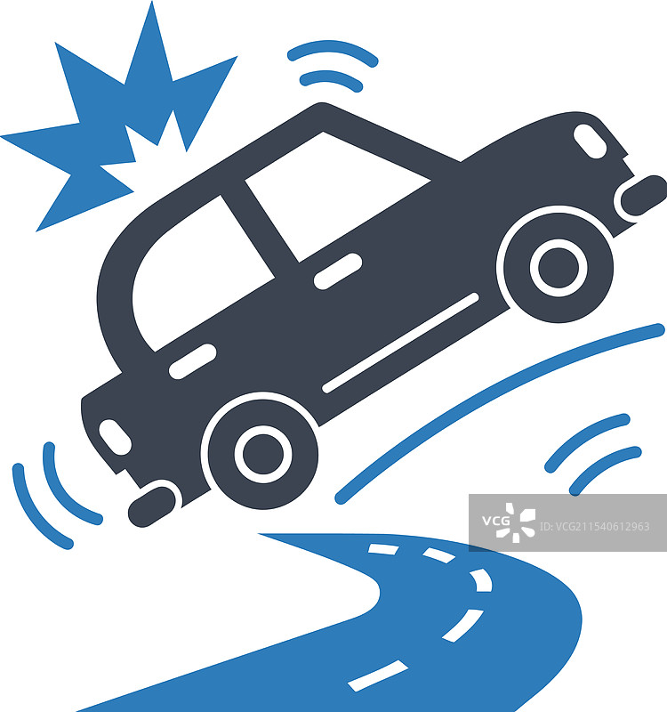 白色背景上的交通事故道路图标图片素材