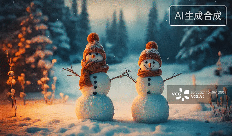 【AI数字艺术】雪夜童话图片素材