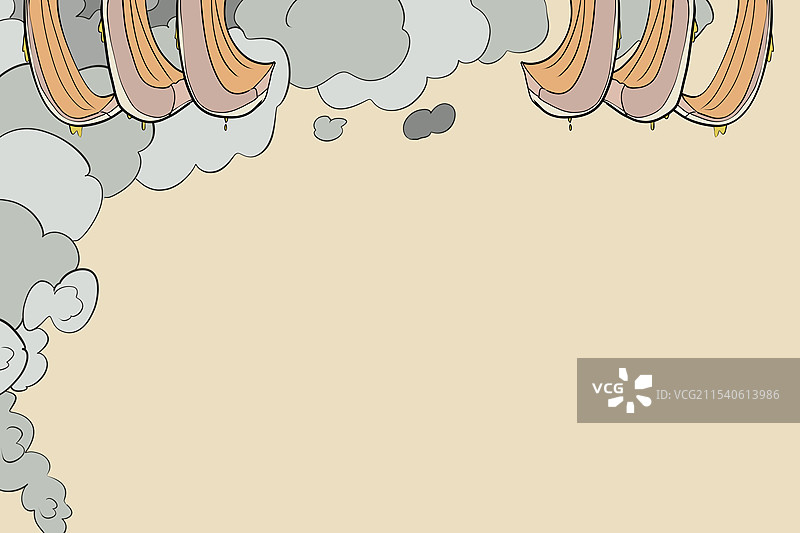 冬天熏腊肉的场景卡通漫画插画图片素材