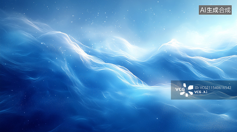 【AI数字艺术】蓝色奇幻抽象背景图片素材
