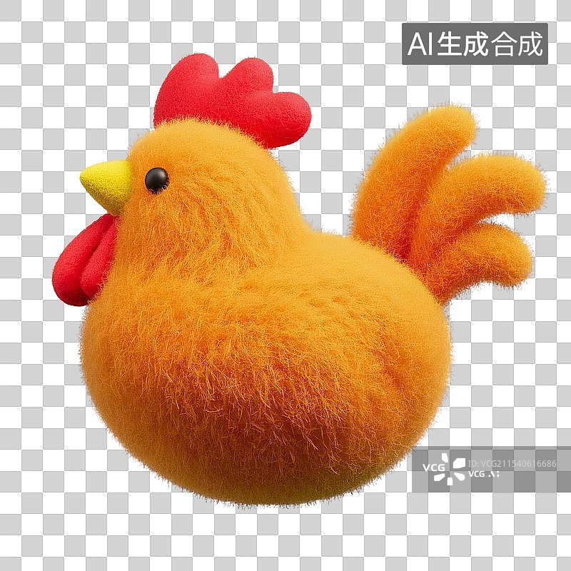 【AI数字艺术】3D毛毡图标十二生肖之鸡图片素材