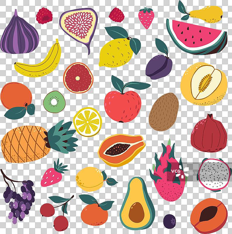 成熟的水果和浆果食品组合图片素材