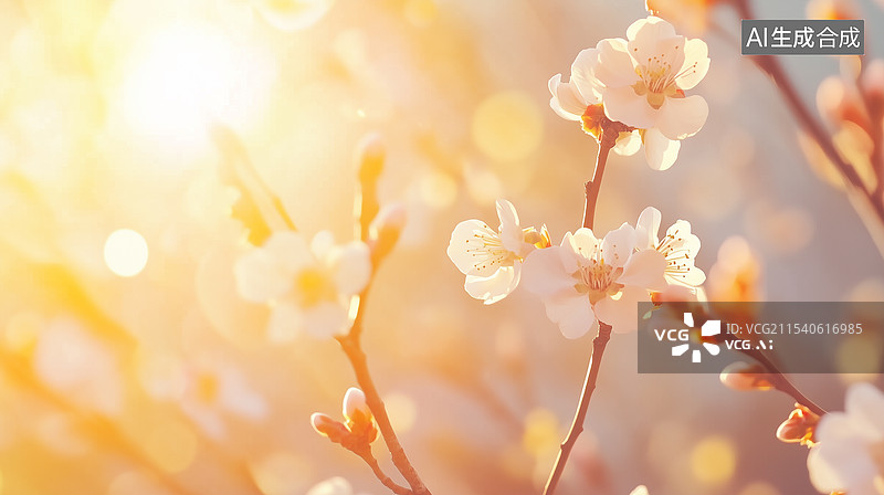 【AI数字艺术】春日暖阳下的杏花图片素材