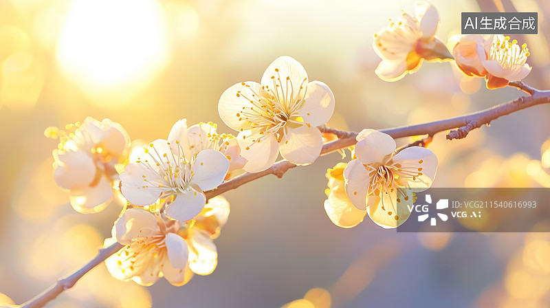 【AI数字艺术】春日暖阳下的杏花图片素材
