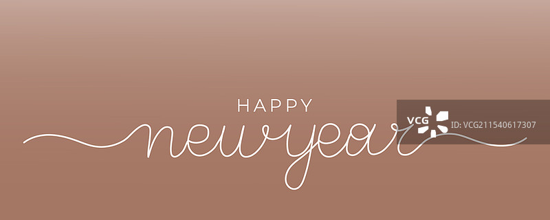 手绘单线艺术新年快乐在摩卡上图片素材
