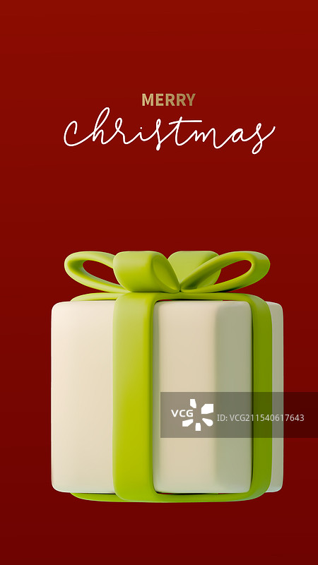 现代3D生动的绿色圣诞礼物图片素材