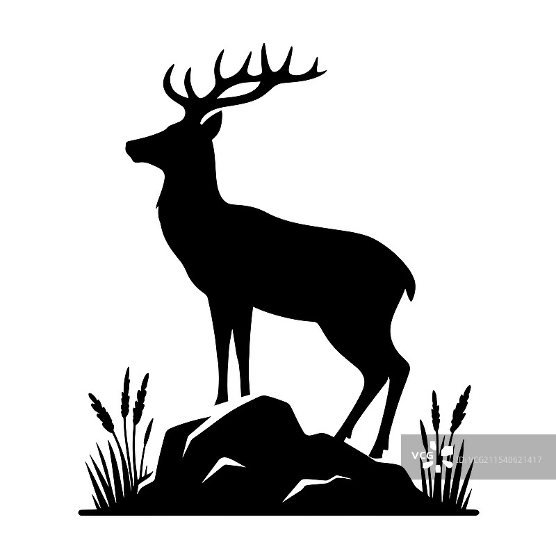雄伟的鹿轮廓在岩石上图片素材