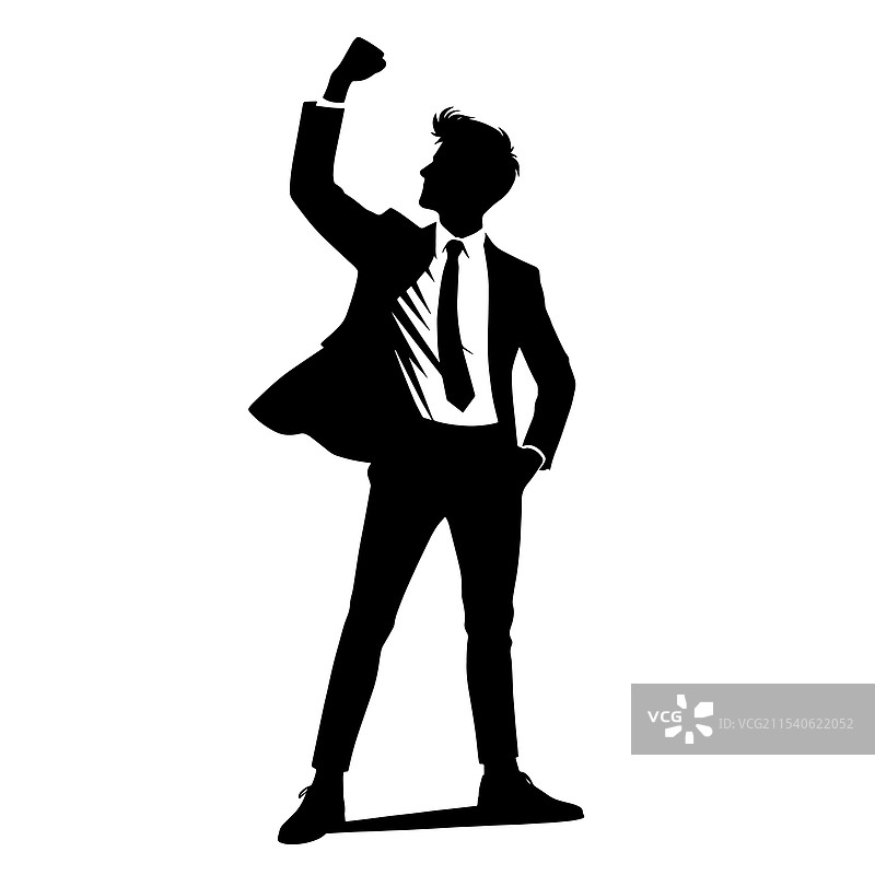 庆祝成功的商人剪影图片素材