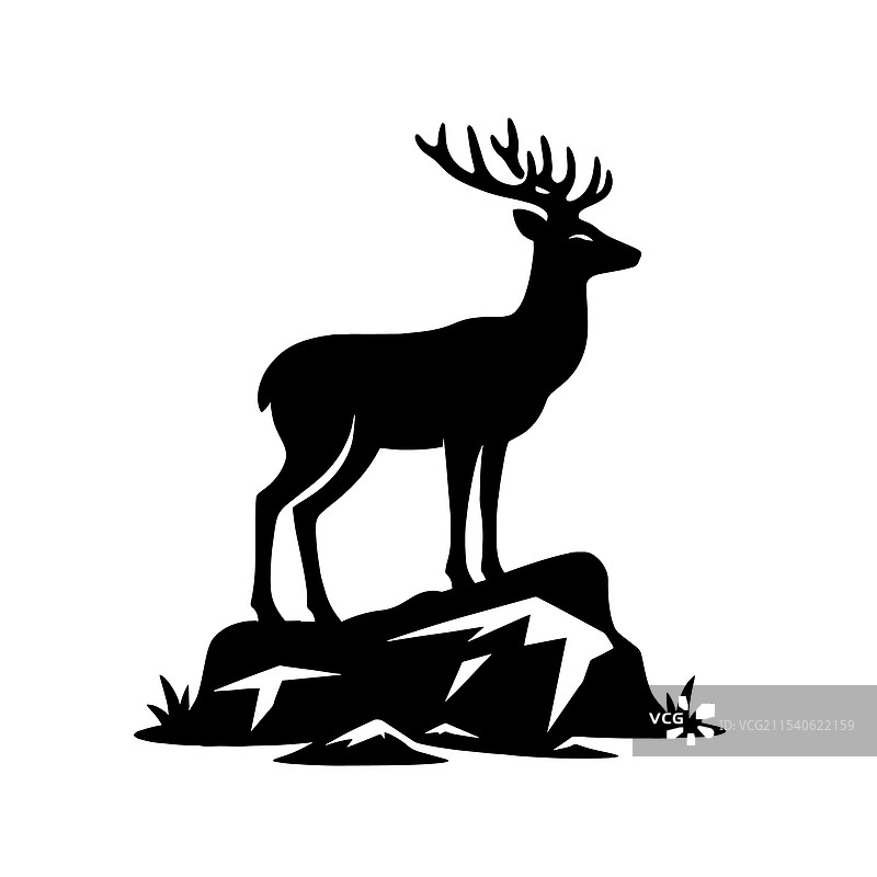 雄伟的鹿轮廓在岩石上图片素材