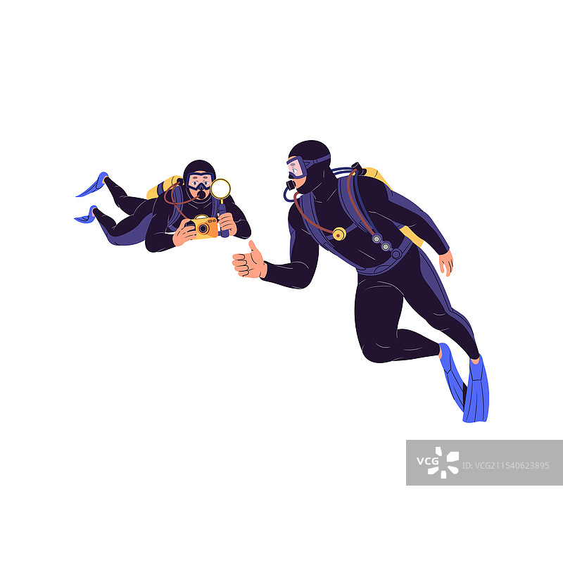 潜水员在水下拍摄游泳者图片素材