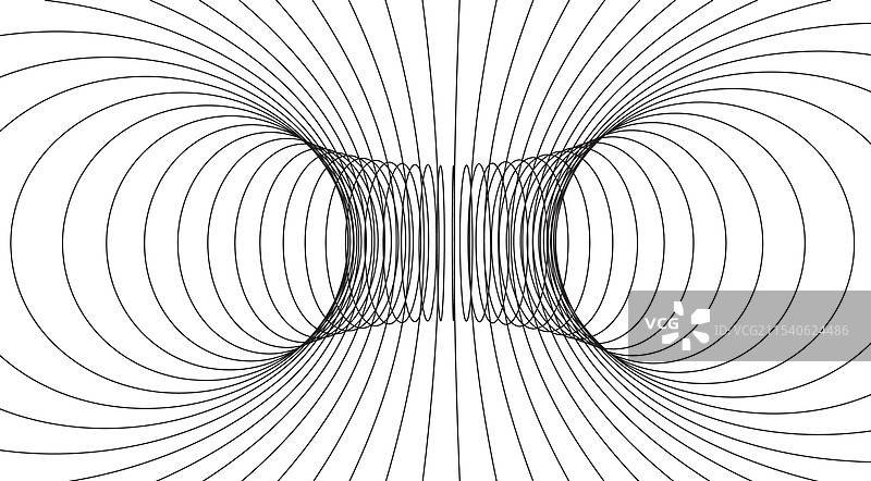 3D虫洞效果的弯曲线条在白色背景上图片素材