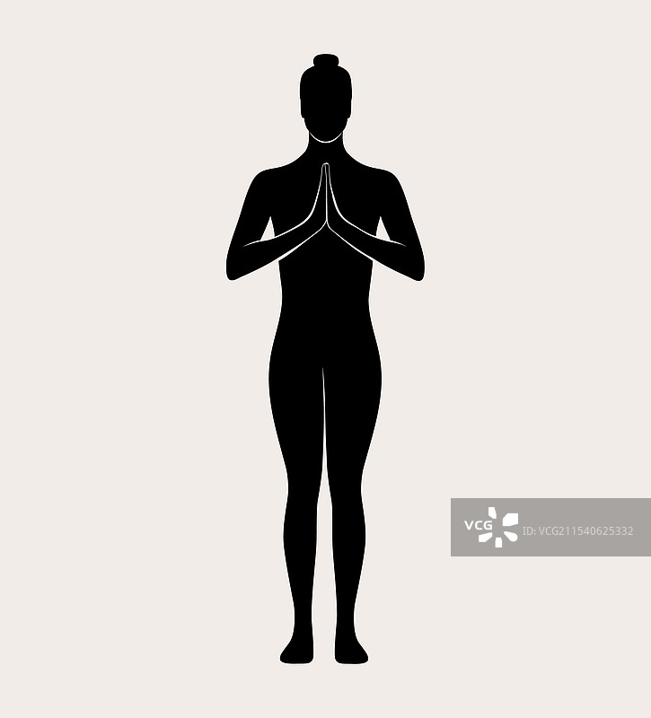 瘦女孩做瑜伽山式姿势图片素材