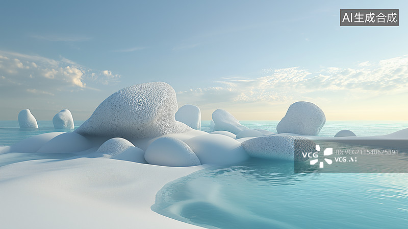 【AI数字艺术】冰雪覆盖的梦幻岛屿图片素材