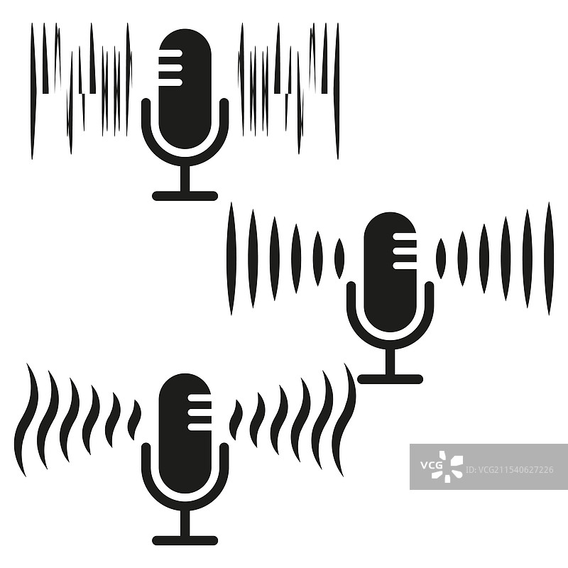 麦克风图标声波设计音频录制图片素材