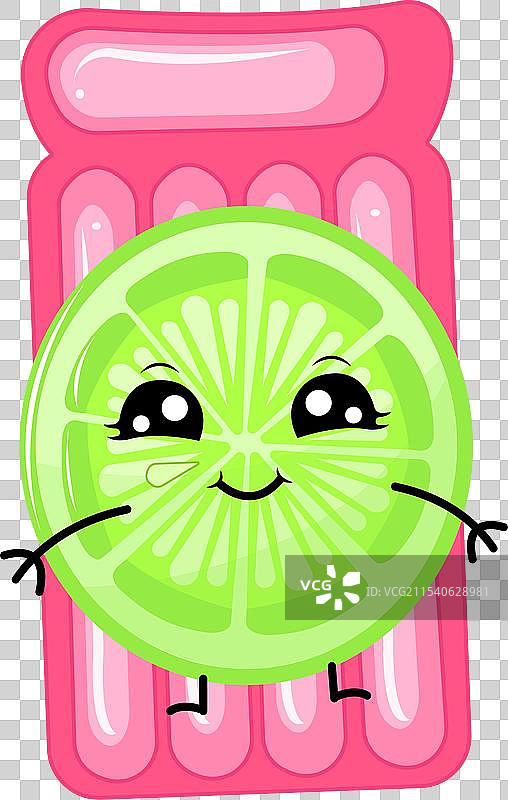 可爱快乐的青柠在浮筒上图片素材