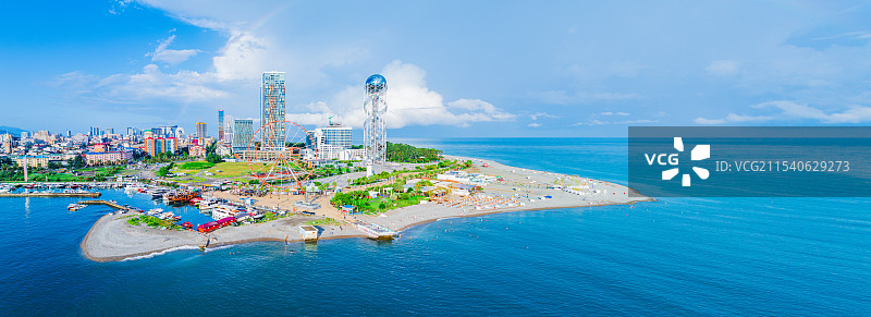航拍格鲁吉亚黑海之滨巴统图片素材