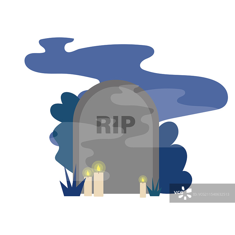 灰色墓碑图标，带有蜡烛图片素材