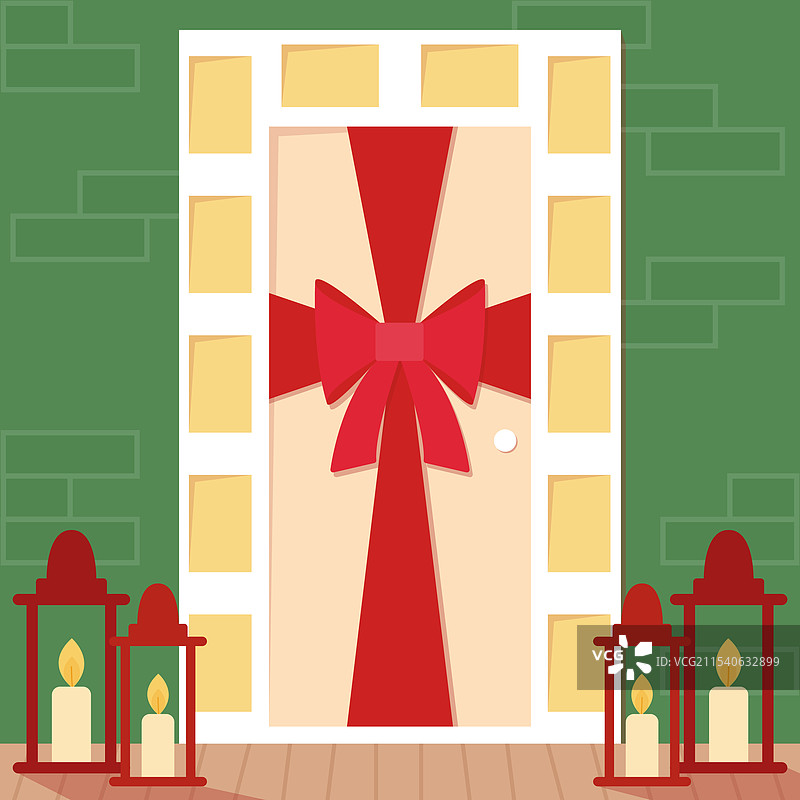 带有大丝带蝴蝶结的前门图片素材