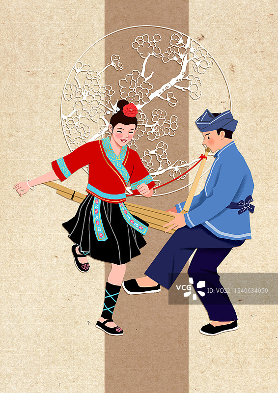 少数民族跳舞吹芦笙图片素材