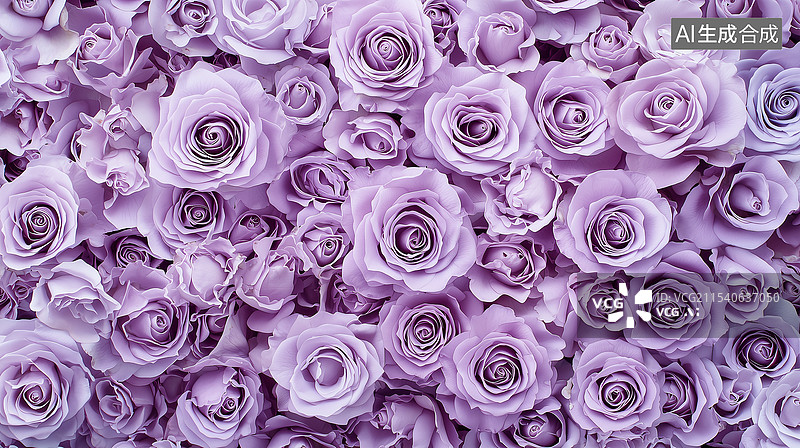 【AI数字艺术】梦幻紫罗兰玫瑰花束图片素材