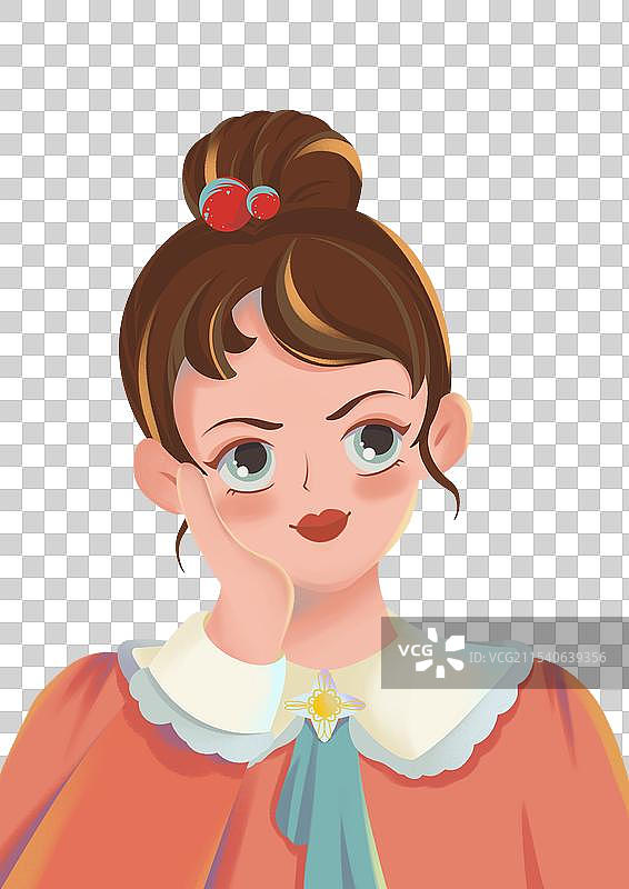 手撑着脸的可爱女孩图片素材