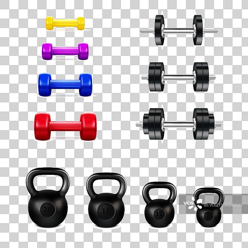 逼真的哑铃套装图片素材