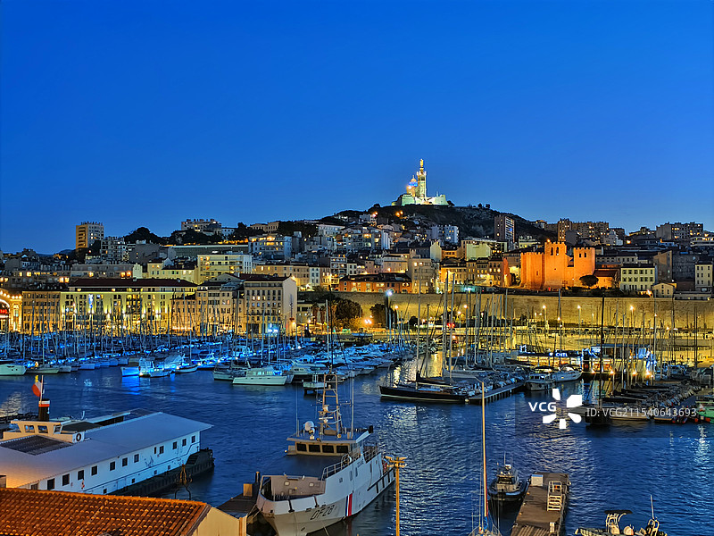 马赛老港蓝调时分图片素材
