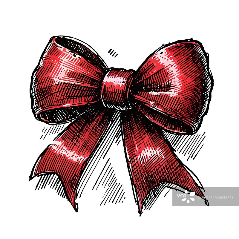 水彩画中有迷人的红色蝴蝶结图片素材