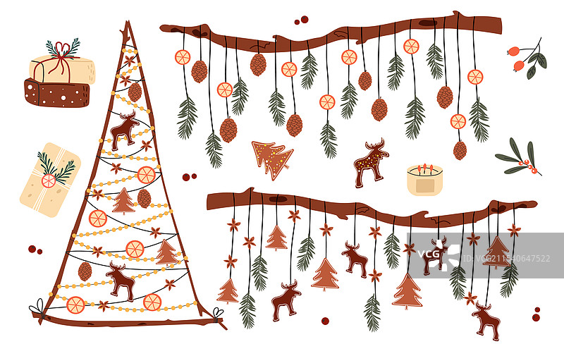 环保手绘圣诞装饰图片素材