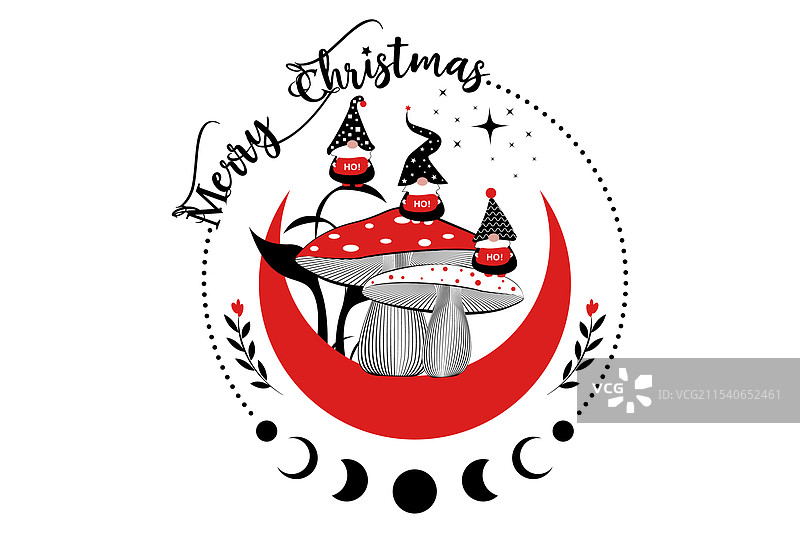 圣诞假期的魔法侏儒与魔法月亮图片素材