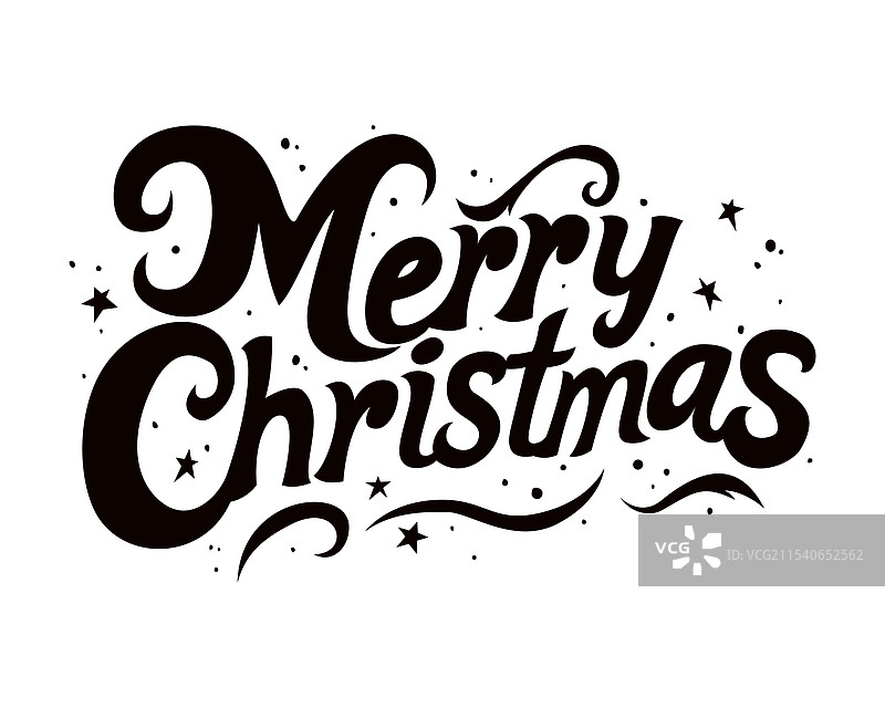 手绘的“圣诞快乐”黑色剪影文字图片素材