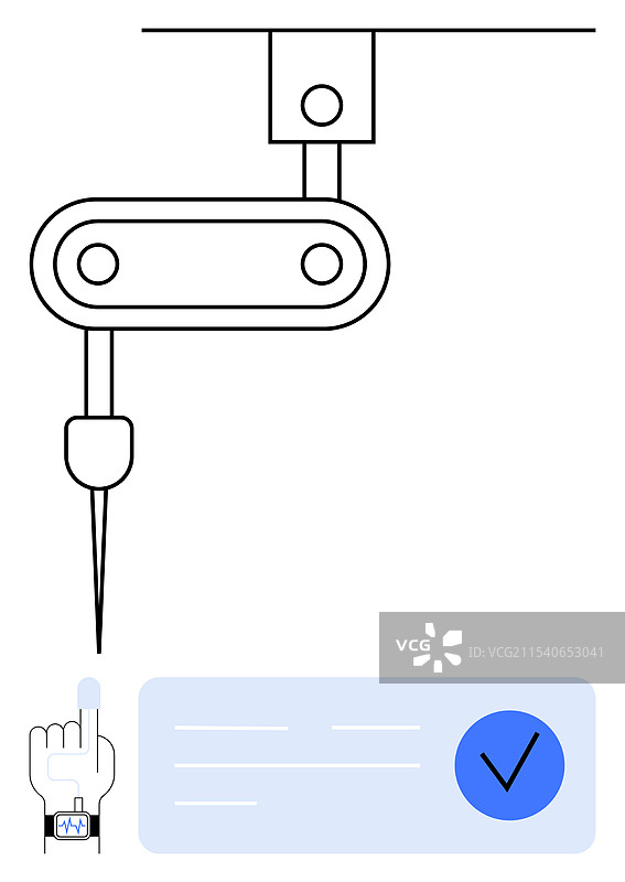 精密机器人手臂配有触摸界面图片素材