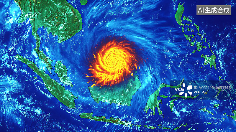 【AI数字艺术】台风飓风天气气象图图片素材