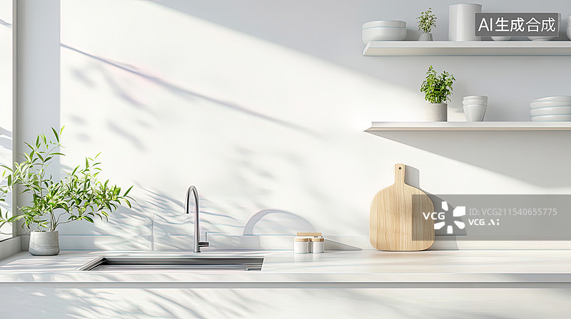 【AI数字艺术】写实拍摄风格光影静物背景，光影，家具，家居，桌面，简约，干净，背景图片素材