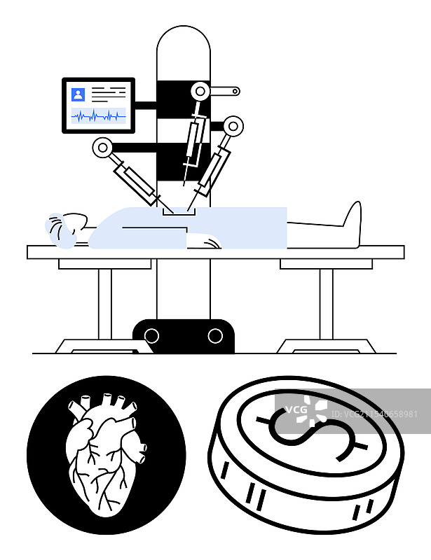机器人手术系统正在对患者进行手术图片素材