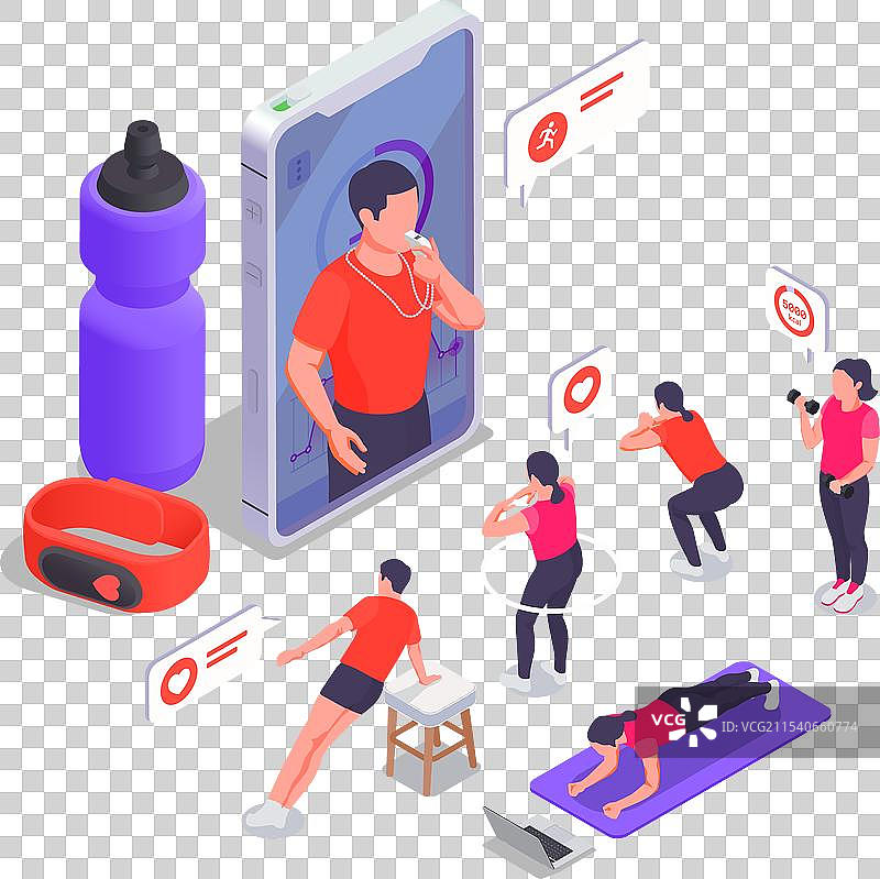 在家进行的在线健身瑜伽等长收缩训练图片素材